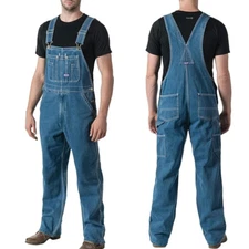Big Smith Denim Carpenter Bib Overalls Mens 38x30 Relaxed Blue Rugged Workwear