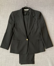 Women's 6 Austin Reed USA Black Wool Gold Button Jacket Blazer Suit Sport Coat