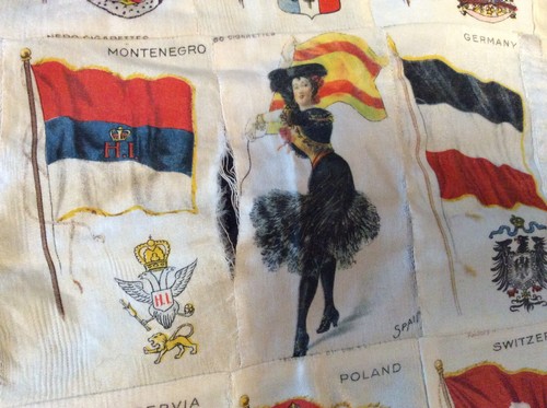 Almohada superior vintage de seda de cigarrillo 21 sedas 24x20 pulgadas Alemania Rusia Japón - Imagen 11 de 13