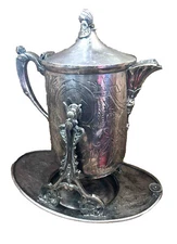 Z Antique Middletown Plate Co Aesthetic Movement Silver Plate Tilt Water Pitcher