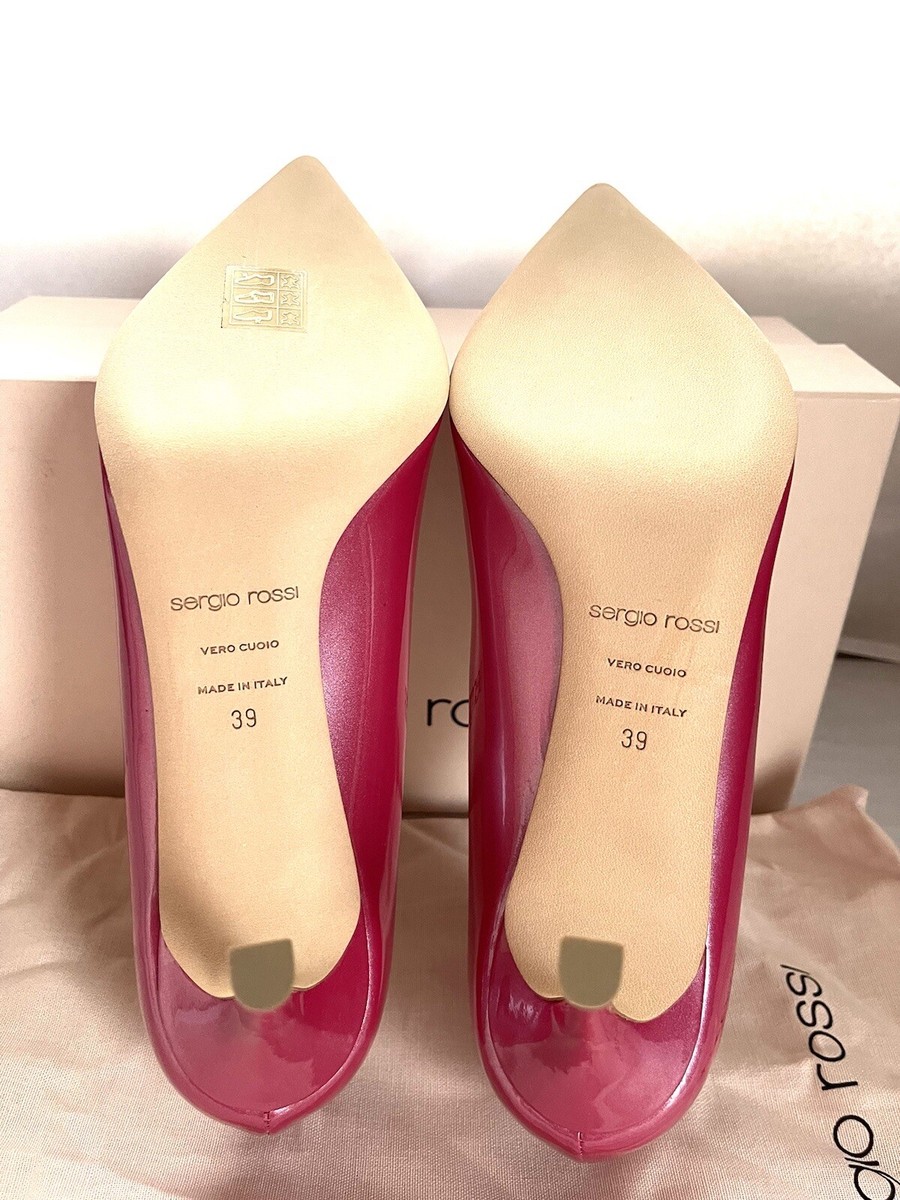 $775 Sergio Rossi Vernice New Secret075 Pink Metallic Leather