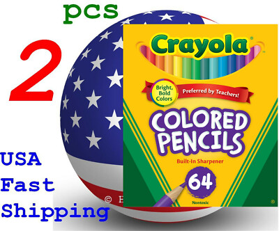 2 X Crayola Short Colored Pencil Set 64 Box 718360 Build in