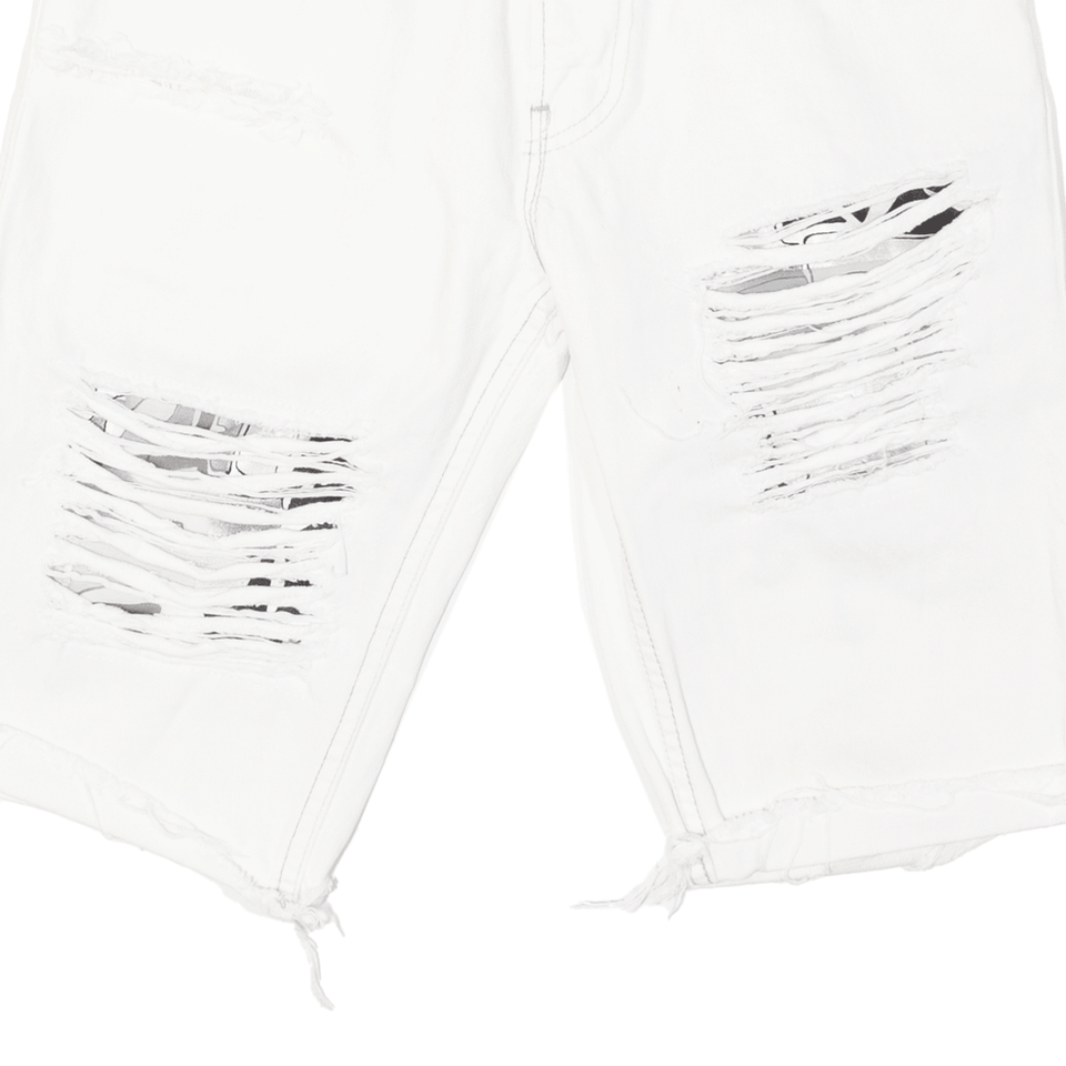 LEVI'S 511 Customised Distressed Cutoff Mens Denim Shorts White Slim S