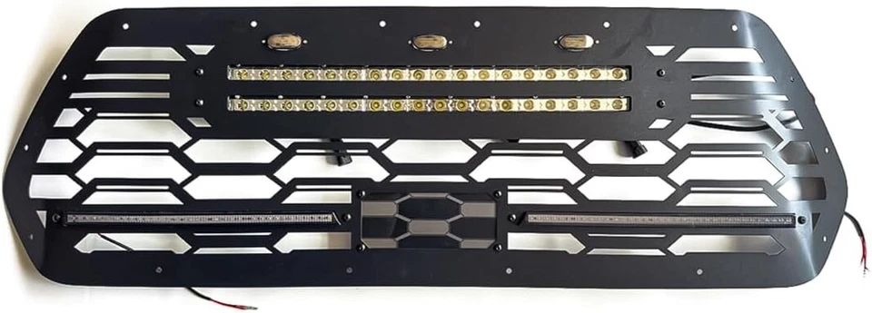 Rejilla de repuesto delantera de acero para Toyota Tacoma 2016-2021 con barra LED y 3 LED Foto 4 de 4