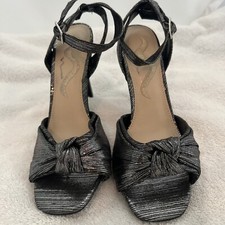 Nina silver knot 4  stiletto Ankle Strap 6.5M New w/o box