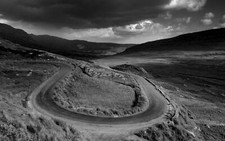 Landscape road hairpin turns monochrome Custom Gaming Mat Desk