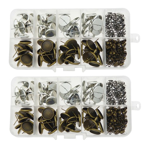 1 Box Stainless Steel Stud Earring Blanks Round 12mm Base Jewelry Making Kit - Picture 5 of 7
