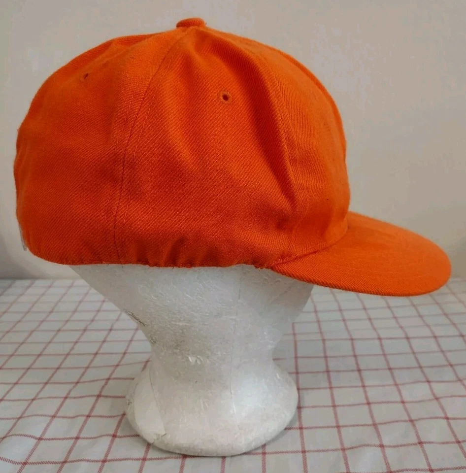 Gorra lisa naranja talla 7 3/4 para hombre talla única ajustada billete plano Foto 3 de 4