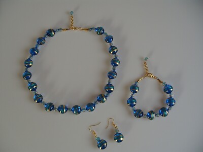 Parure Kette Halskette Ohrringe Armband orig. Muranoglas Schmuck Glas UNIKAT neu