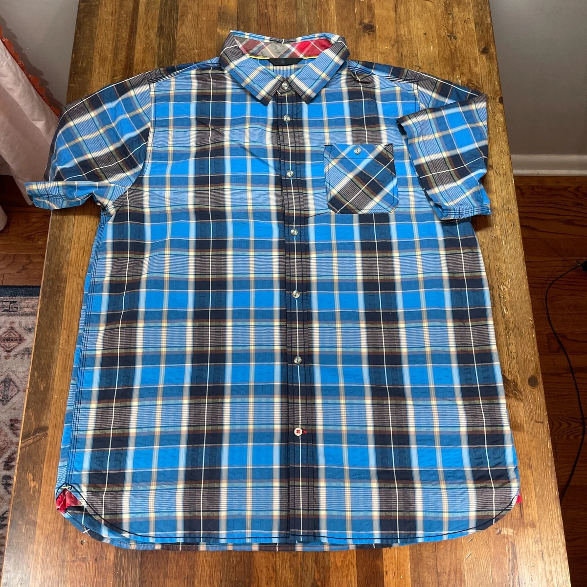 The North Face Shirt Mens XL Blue Plaid Button Up Short Sleeve