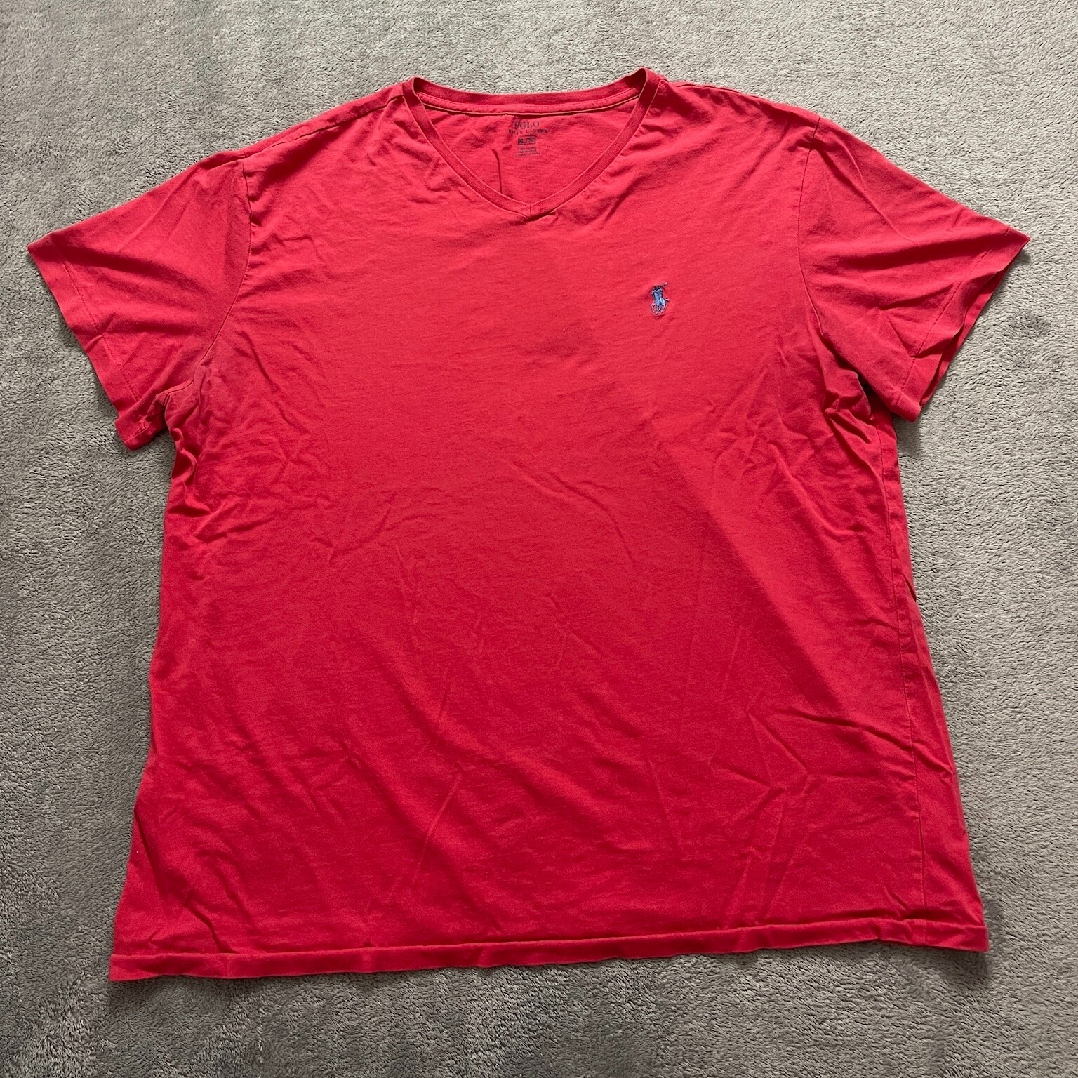 Polo Ralph Lauren camicia uomo taglia grande rosso pony manica corta maglione scollo a V