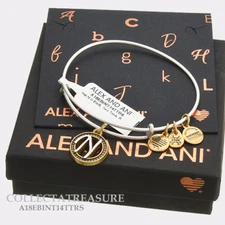 Authentic Alex and Ani Two Tone N Expandable Rafaelian Silver Charm Bangle