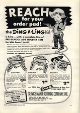 1956 PAPER AD S bar M Ding-A-Ling Cowboy Toy Cap Gun Pistol Holster Sets