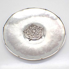 English Tudor Rose Dish Omar Ramsden Sterling Silver 1904 London