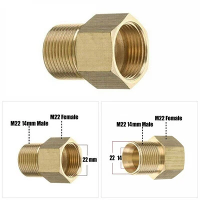 M22 15mm Male Thread To M22 14mm Female Metric Pressure Washer Hose Adapter Part