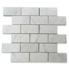 C64XH Carrara Marble 2x4 Subway Brick Mosaic Tile Honed Venato Carrera
