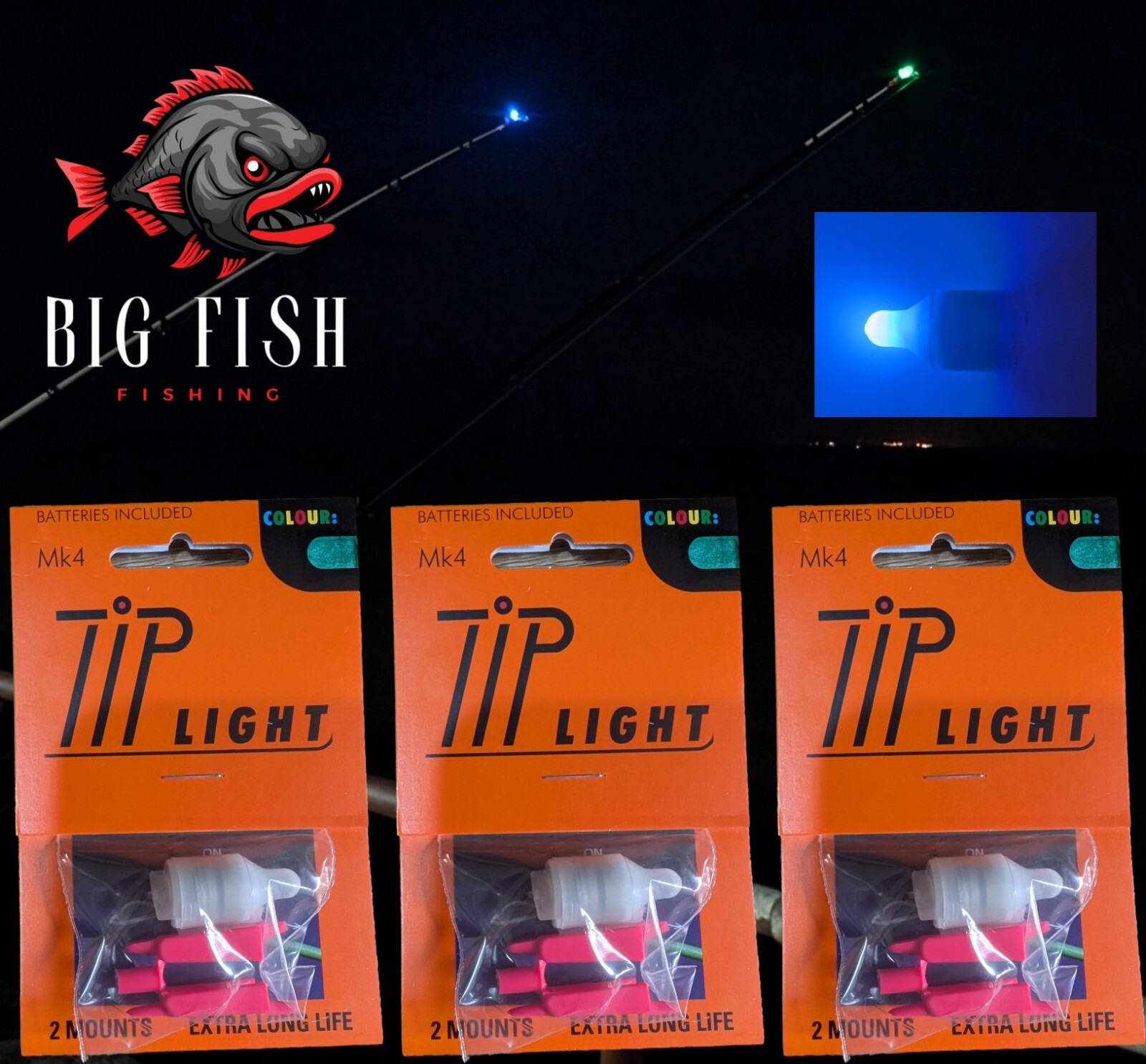 MK4 ROD TIP LIGHTS - SEA FISHING ROD LIGHTS BITE INDICATOR TIPLIGHT ...