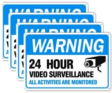 4-Pack Video Surveillance Signs,12x8” Reflective Waterproof Security Camera Sign