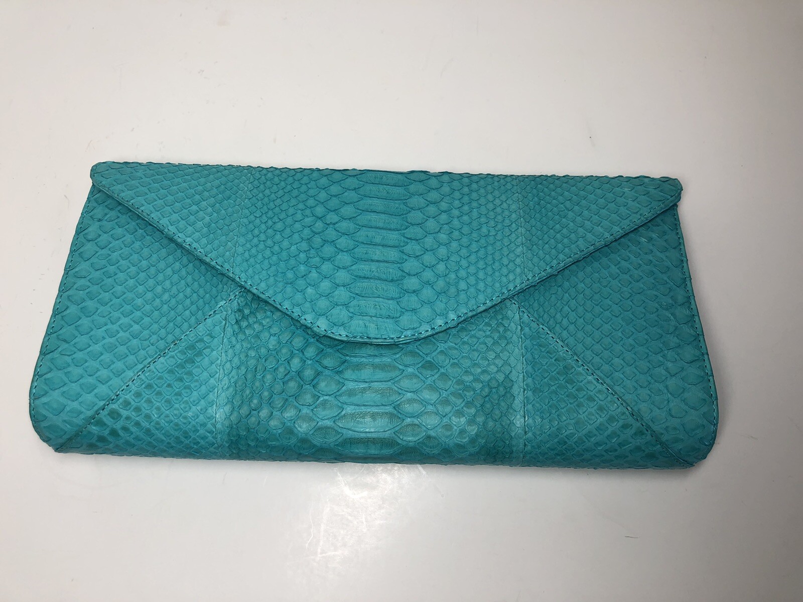 W H Petronela Italy Genuine Python Snakeskin Aqua… - image 3