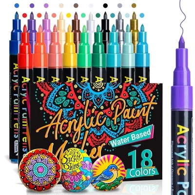 APOGO Präzise Acrylstifte mit 0,7 mm - 18 Farben für kreative Meisterwerke!