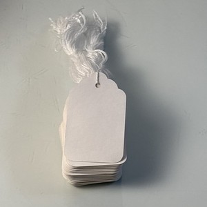 100 Blank White Paper Price Tags 1.33 x 2.75 w 5" String Retail Craft