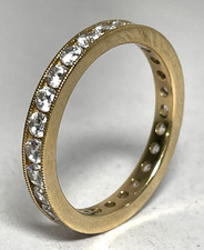 Designer FE CZ 925 Sterling Silver Gold Tone Eternity Band Ring Size 10.75