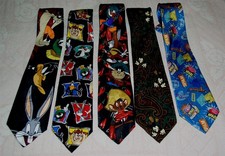 Necktie Lot Of 5 Cartoon Looney Tunes Disney Spam Excellent Condition