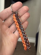 ONE 1 Paracord Keychain fob BOX KNOT Brown / Orange 3.5  Long