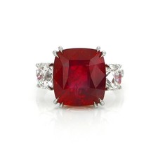 Mozambique Cushion Red Ruby Platinum 950 Ring 12.24CT