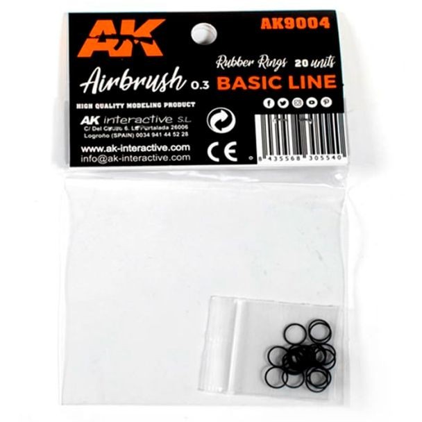 Rubber Rings x20 for Airbrush - Hobby Tools - AK Interactive - Brand New