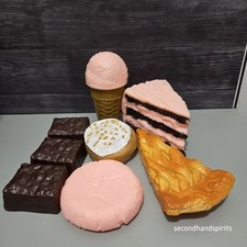 Mixed Play Food Dessert Lot - 8 Pieces - Squishy Cake, Pie, Brownies Ice Cream