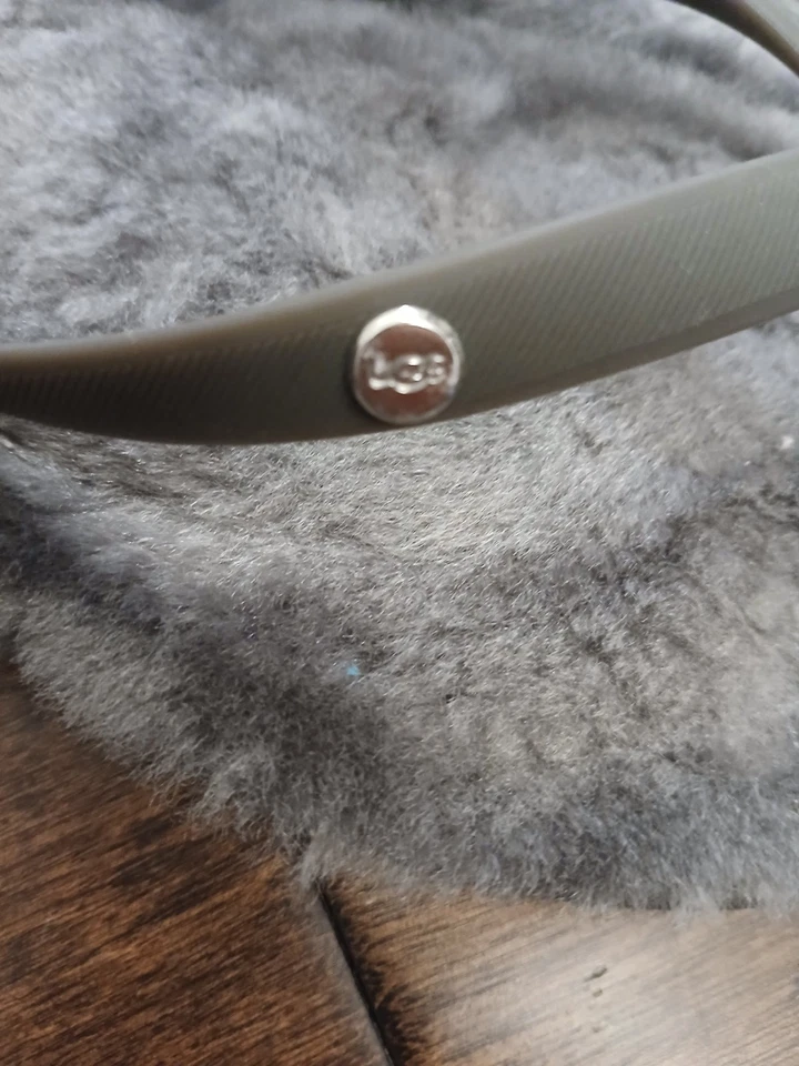 UGG Australia Fluffie Gray Fur Flip Flops Womens Sz 10 Thong Summer Vacation - Image 3 of 4