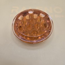 Vintage Amber Pink Glass Flower Frog 13 Hole Concave Top Round Insert