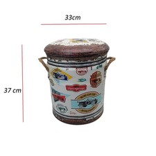 pouf pouff poggiapiedi bidone contenitore eco-pelle tondo portaoggetti sgabello