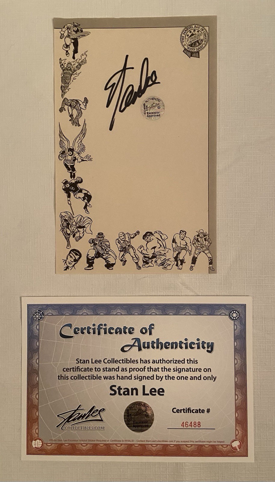 Marvel Comics Group Stationary Page Signed by Stan Lee with COA! Captain America