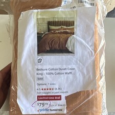 Bedsure 100 Cotton Waffle Duvet Cover King Brown Solid Pattern
