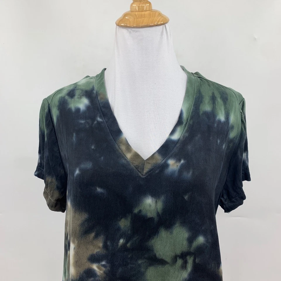 Ткань и камень футболка женщин S маленький мульти галстук краситель V шеи короткий рукав высоты низкого - Изображение 3 из 4