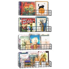 Wall Mounted Metal Kids Bookshelf - Wall Book Shelf for Kids Rooms, Hanging B...