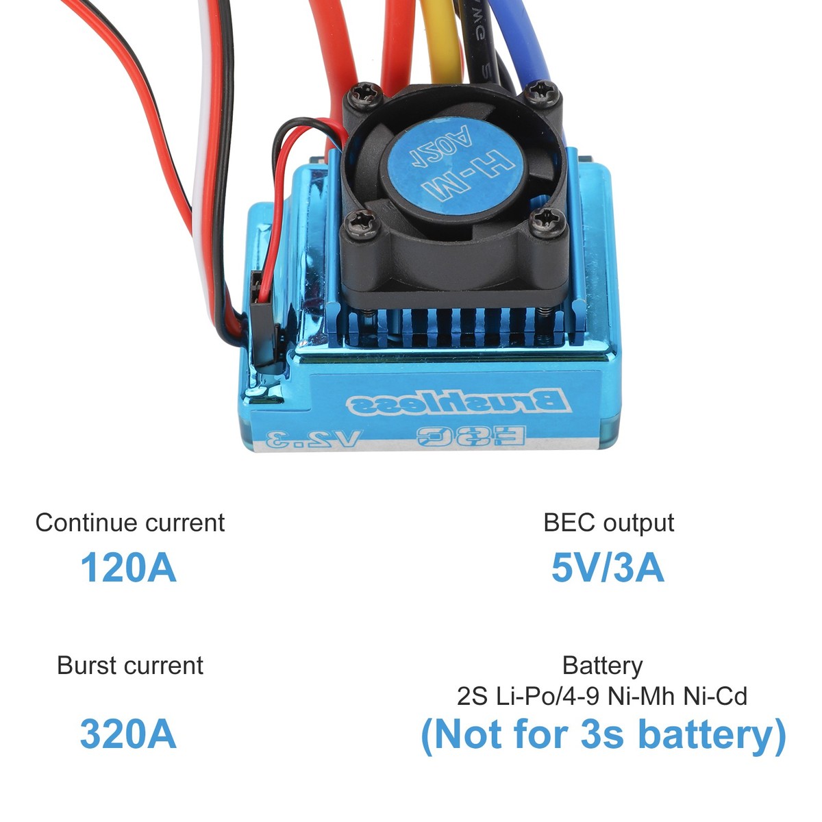 120A Brushless ESC Electric Speed Controller for 1/10 1/8 RC Car