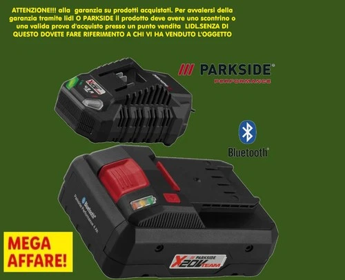Batteria smart Parkside 20v 4ah PAPS 204 B1  Bluetooth  + Caricabatterie 4.5 Ah
