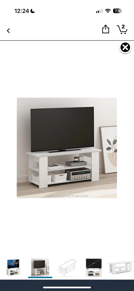 Подставка для телевизора Furinno Jaya до 55 дюймов, белая - Изображение 2 из 4