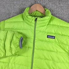 Patagonia Boys Down Sweater Puffer Jacket Zip Up Bright Green Size XXL 16-18