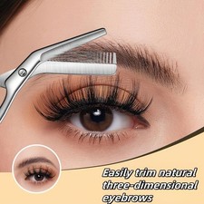 Stainless Steel Eyebrow Scissors with Comb, Sharp Blades, Ergonomic Handle Grip