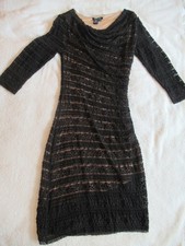 Max Edition Lace Dress M Black Stretch Lined 3/4 Sleeve Cocktail Evening