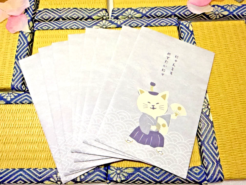 Japanese Pochi Bukuro Cat Lord Envelope 8pc Cute Mini Money Gift Bag Kawaii Set - Image 2 of 3