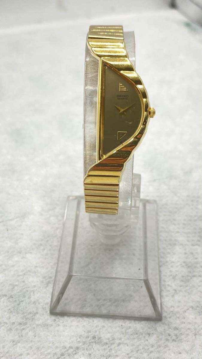 Vintage Seiko Rivoli Gold Tone Half Moon 1F20 - 5D59 Asymmetric