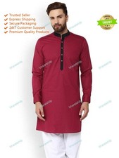 Indian Traditional Mens Fashion Shirt Long Kurta Cotton Kurta With Pajamas