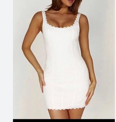 Meshki Women's Cotton Corset Mini Dress Linen White Size XS NEW With Tags