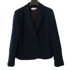 Boden Jacket Size 20 Navy Wool Blend Boucle Blazer