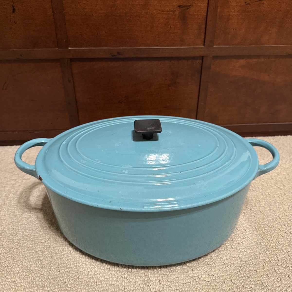 RARE Vintage LE CREUSET Oval Dutch Oven Paris Blue 6.75 Qt 